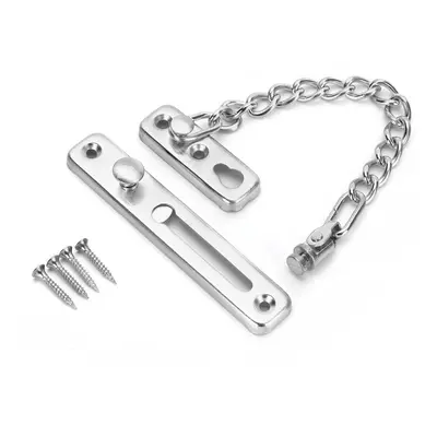 (Silver) Stainless Steel Strong Security Door Chain Solid Home Safety Guard Lock Catch