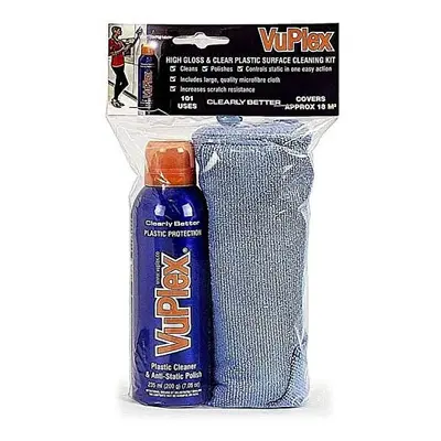 VuPlex Plastic Cleaner & Anti-Static Polish - 200g (235ml) + Free Microfibre Cloth - Caravan Acr