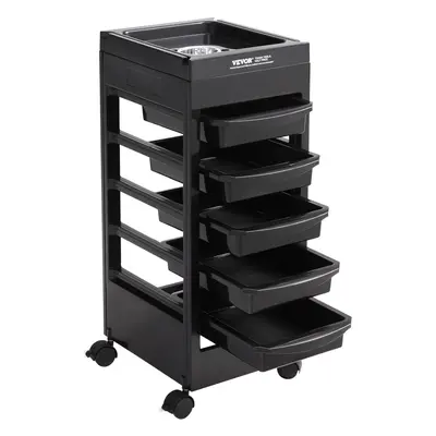 (black Drawer, Plastic) VEVOR Ultimate Salon Trolley Cart Lockable Beauty Salon Cart & Drawers W