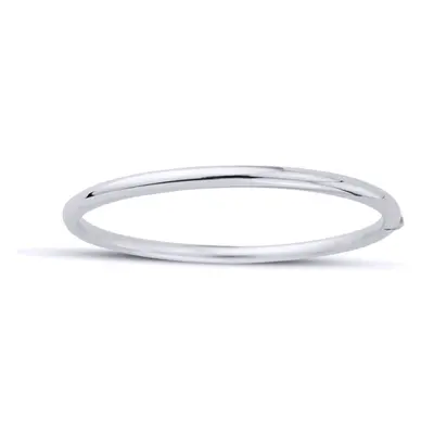 Jewelco London Ladies 9ct White Gold Hollow Circular Tube Oval Bangle Bracelet - BNNR02380