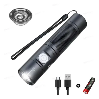 1400lm TIR Lens 200m Long Range Compact EDC Flashlight with Type-C USB Rechargeable