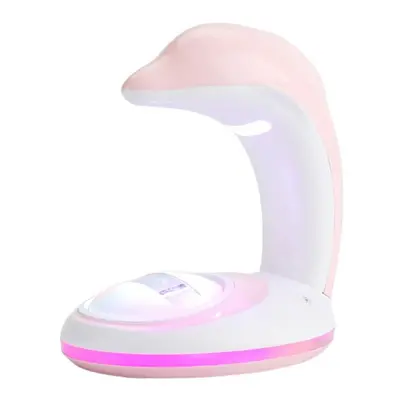 (Pink) LED Lamp Night Light USB Rechargeable Rainbow Dolphin Projector Romantic Atmosphere Home 