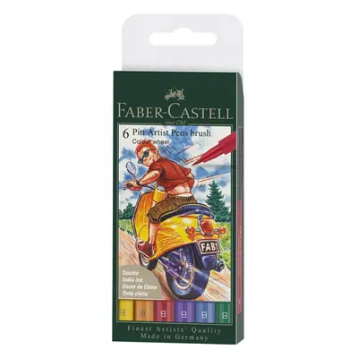 Faber-Castell PITT Artist Pens Brush Colour Wheel (6pk)