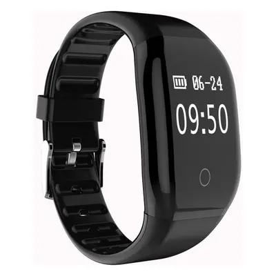 (Black) Heart Rate Sleep Monitor IP67 Waterproof Smart Watch Bracelet Pedometer