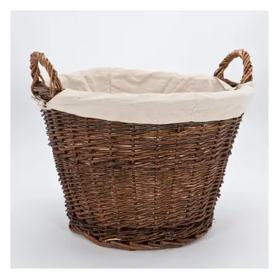 Round Wicker Log Storage Basket With Handles Removable Lining Fire161