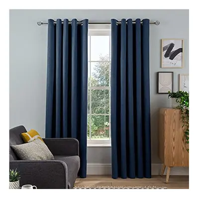 Sleepdown Woven Tonal Fleck Eyelet Blackout Curtains Thermal Insulated for Bedroom and Living Ro