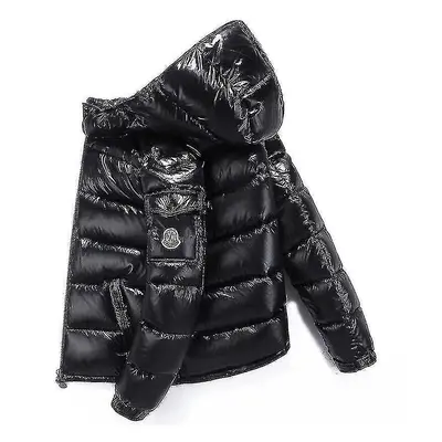 (black, S) Shiny Down Jacket Winter Jacket Stand Collar Down Jacket With Hood