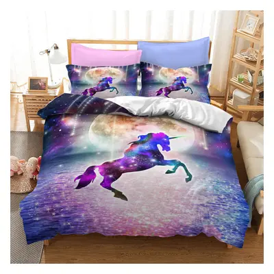 (Style 19, King (220X240CM)/3PCS) Unicorn Bedding Single Double King Duvet Cover UK