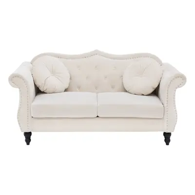 2 Seater Velvet Sofa Beige SKIEN