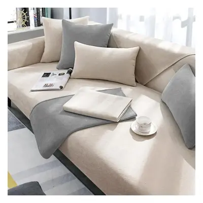 (beige, 110*210) Chenille Sofa Cushion Four Seasons Universal Simple Modern Gray Cover Cloth Non