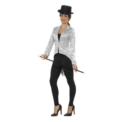 (M, Silver) Smiffys Womens/Ladies Sequins Costume Tailcoat