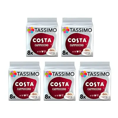 Tassimo Costa Cappuccino Coffee Pods x (Pack of 5, Total Drinks)