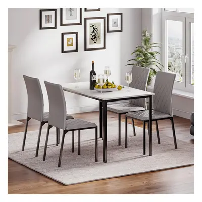 (black) Hello-5ive Dining Table and Chairs Set of 4, Modern Dining Table Set Kitchen Furniture, 