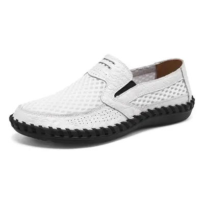 (white, 46) Summer Lightweight Breathable Casual Shoes For Men Sneakers Slip-on Walking Shoes