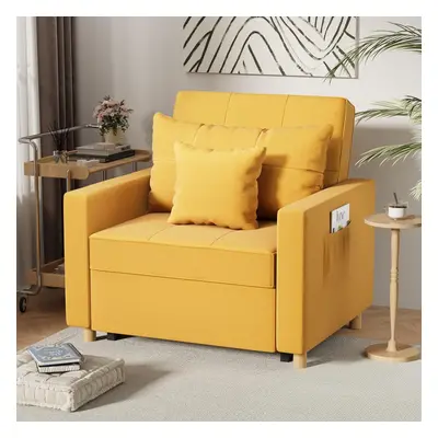 (Yellow) YODOLLA Single Sofa Bed 3-in-1 Sleeper Chair Bed