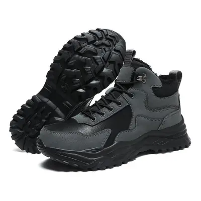 (black,gray, 43) Tuinanle Winter Platform Shoes For Men Plush Warm Outdoor Sneakers Man&apos;s L