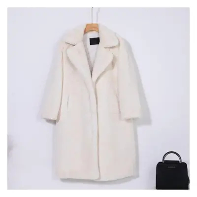 (white, S) Women Winter Warm Faux Fur Coat Thick Women Long Coat Turn Down Collar Women Warm Coa