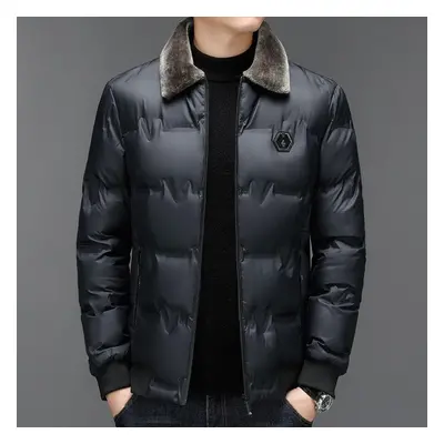 (black, L) Men&apos;s Cotton-padded Coat Autumn And Winter Warm And Casual Cotton-padded Jacket