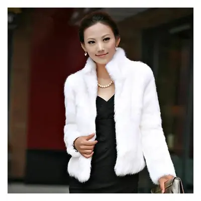 (white, S) Hot Sale Winter Women Real Rabbit Fur Coat Natural Warm Rabbit Fur Jacket Lady Fashio