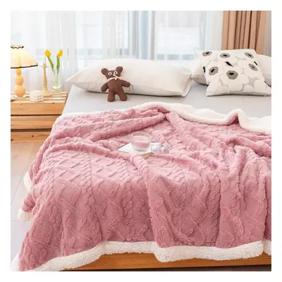 (pink, 200*230cm) Thick Winter Blanket Throw Soft Warm Wool Blankets For Beds Plaid Taff Cashmer