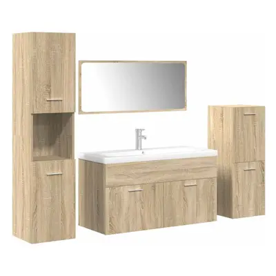 (sonoma oak, x 38.5 x cm) vidaXL Piece Bathroom Furniture Set Sonoma Oak Engineered Wood