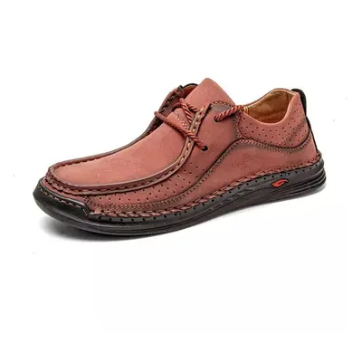 (red, 47) Handmade Casual Leather Shoes Men Comfort Driving Shoes Soft Leather Loafers Men Shoes