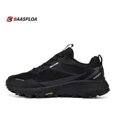 (black, 43) Baasploa Men Hiking Shoes Fashion Lightweight Outdoor Sneakers Breathable For Men An