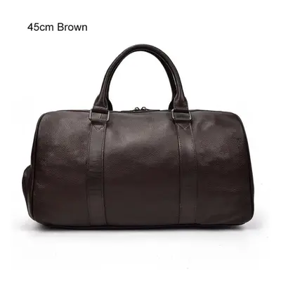 (brown, 45cm) Luxury Genuine Leather Men Women Travel Bag Cow Leather Carry On Luggage Bag Trave