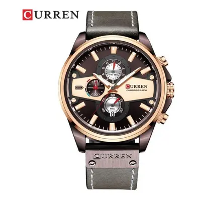 (brown) Curren Man Watches Fashion Casual Quartz Sporty Wristwatches Blue Clock Male Chronograph