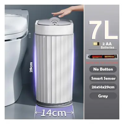 (as the picture, 7L Gray Battery) Wastebasket Narrow Smart Dump Bathroom Trash Bin Toilet Garbag