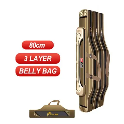 (as the picture, 3Layer 80cm belly) 2/3/4 Layer Portable Folding Fishing Rod Reel Bag Fishing Po