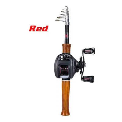 (red, Right Hand) Sougayilang Fishing Rod Reel Combos With 1.6m Telescopic Fishing Pole And 13bb