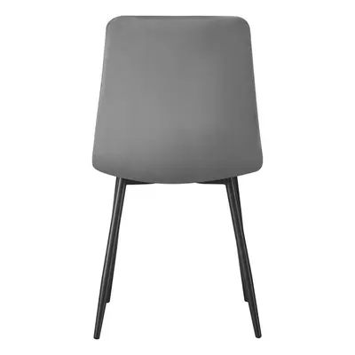 (Grey-check) Classic Design Velvet Fabric Dining Chairs Metal Legs Padded Seat Chairs