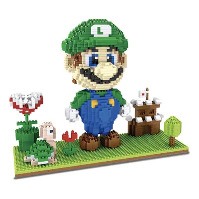 (Green) Super Mario Luigi Building Blocks Puzzle Micro 3D Figures Brick Toys