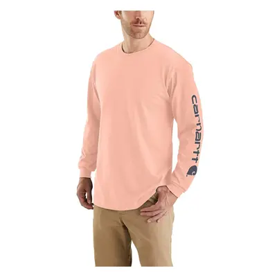 Carhartt Men's Loose Fit Heavyweight Long Logo Sleeve Graphic T-Shirt Tropical Peach