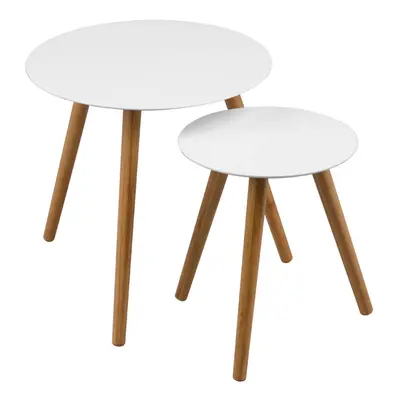 Round Nest of Tables, High Gloss White Finish Nesting Table, Long Lasting Coffee Tables for Livi