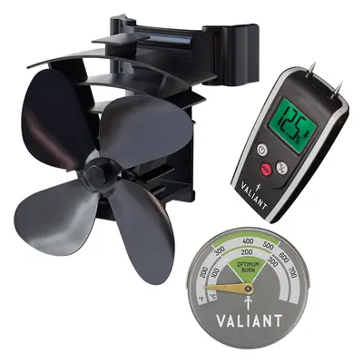 Valiant Stove Fan for Flue Pipes, Green Thermometer & Moisture Meter