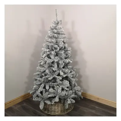 Kaemingk 8ft (240cm) Flocked Snowy Imperial Pine Hinged Christmas Trees