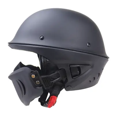 Zombies Racing DOT Rogue Half Helmet Motorcycle Retro Locomotive Detachable Mask Matte Black