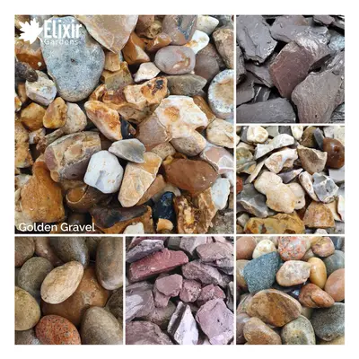 (Golden Gravel, 20kg x 2) Decorative Stone Coloured Pebbles Cobbles Slate Gravel Chippings Aggre