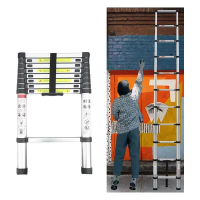 (2.6M) Aluminum Telescopic Ladder Extendable Ladder 330lb Max Capacity Multi-purpose Ladder