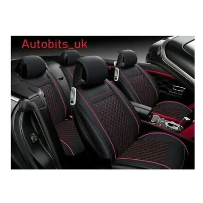 Deluxe Black Red PU Leather Full Set Seat Covers For Opel Vauxhall Corsa Astra