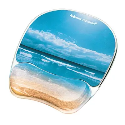 Fellowes Photo Gel Mouse Pad and Wrist Rest with Microban Protection Sandy Beach (9179301) Blue 