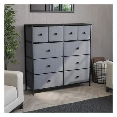 (Grey & Black) Chorley Fabric Drawer Home Storage Chest