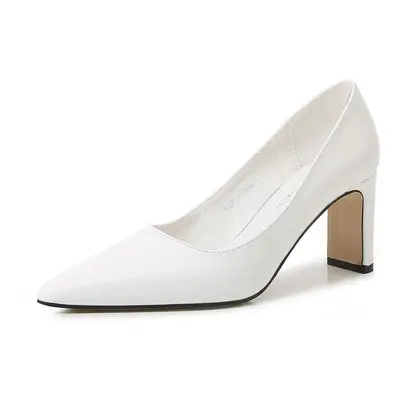 (white, 43) Women High Heels Office New Banquet Elegant And Versatile Daily Shoes 7.5cm Heel Wz