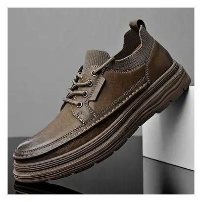 (khaki, 43) Men&apos;s Casual Leather Shoes Formal Business Shoes