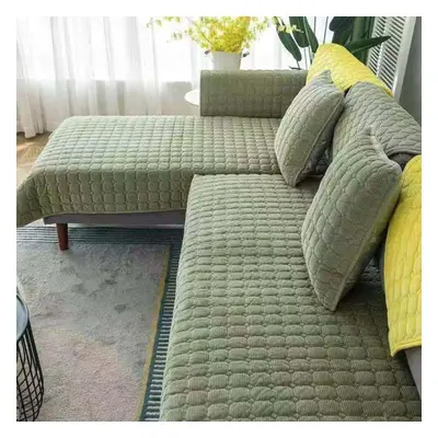 (army green, 110x240cm) Solid Color Non-slip Sofa Cover Thicken Soft Sofa Towel For Living Room 