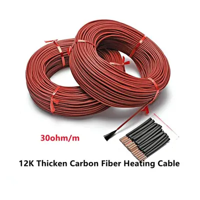 (100m) 12k Carbon Fiber Heating Cable 30ohm/m Thicken Silicone Rubber Warm Wire For Electric Bla