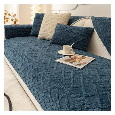 (blue, W110 x L180cm 1pc) Soft Winter Warm Plush Sofa Covers Slipcovers Sofa Towel Non-slip Couc