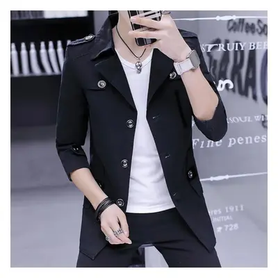 (black, XL) Spring Thin Men &apos;s Jacket Windbreaker Mid -length Slim Jacket